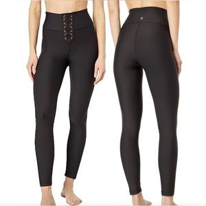 WeWoreWhat Lace-up Athletic Leggings in Chocolate Black XS